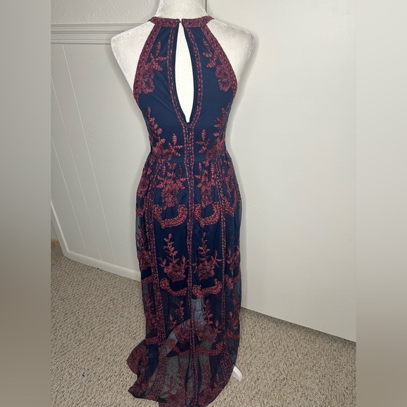Altar'd State Blue and Red Halter Maxi Mesh dress size S - Picture 6 of 11